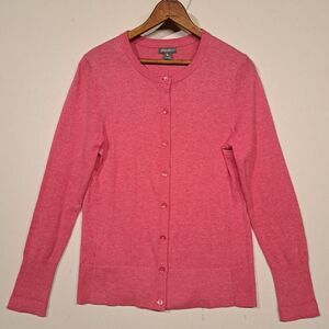 Eddie Bauer Women’s Small Pink Button-Down Long Sleeve Sweater Top Cotton Blend